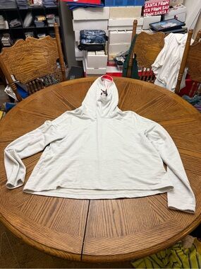 Under Armour Light Gray Hoodie with Pink Trim
